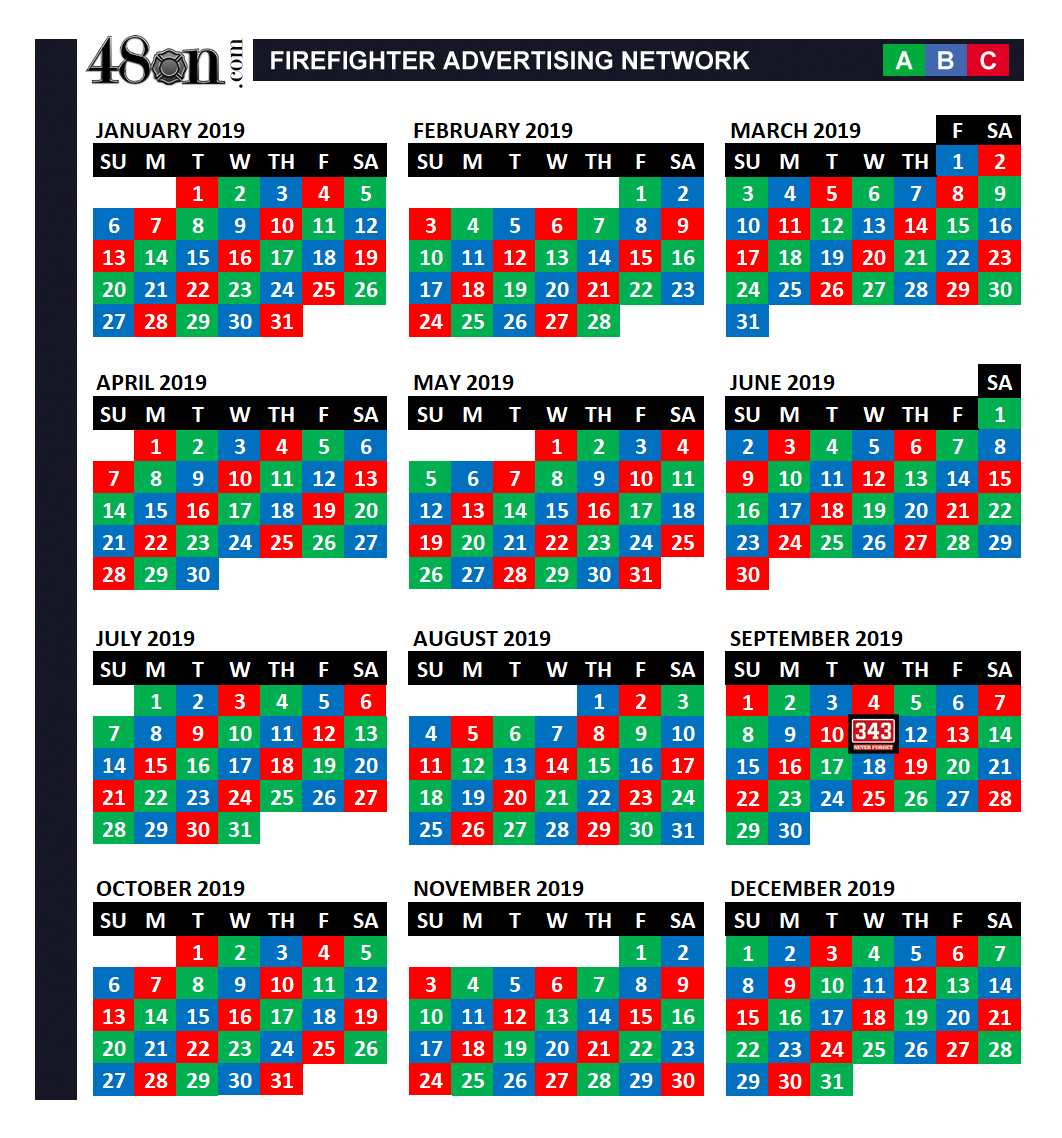 Fire Department Shift Calendar